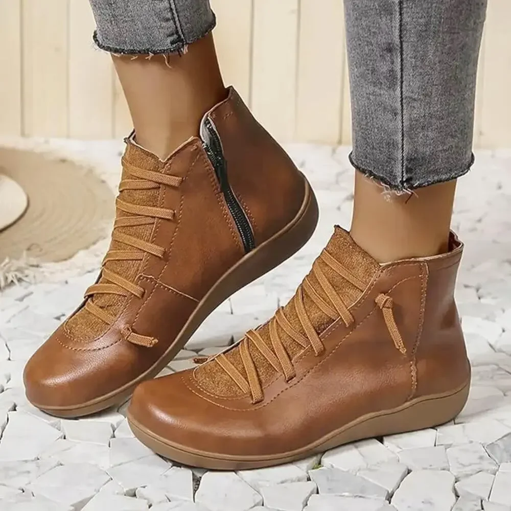 Ankle Boots Round Toe Casual Comfortable Lightweight Side Zipper Size 7US/ 38CN